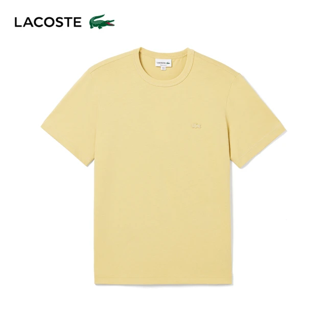 LACOSTELACOSTE 男裝-常規版型重磅針織圓領短袖T恤(卡其色)