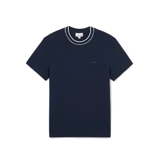 【LACOSTE】男裝-撞色領圍短袖T恤(海軍藍)