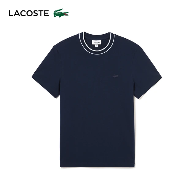 LACOSTELACOSTE 男裝-撞色領圍短袖T恤(海軍藍)