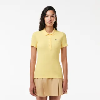 【LACOSTE】女裝-L.12.D 修身羅紋棉質短袖Polo衫(黃色)