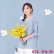 【RED HOUSE 蕾赫斯】優雅珍珠包袖雪紡上衣(共2色)
