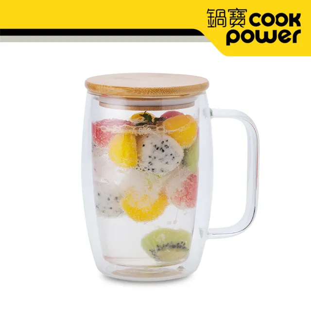 【CookPower 鍋寶】高硼硅晶透耐熱雙層玻璃杯2入組(400ml+500ml)