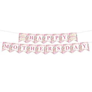 【六分埔禮品】Happy Mothers Day 母親節紙拉旗-粉愛心(Ins派對母親節愛媽咪節慶DIY佈置串旗吊旗拉條)