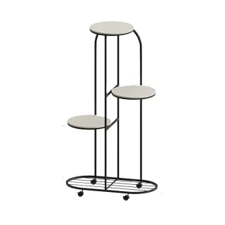 【JU JIA JIA 居家家】四層鐵藝綠蘿花盆植物可移動落地花架(置物架/花盆架/盆栽架/架子/花台)