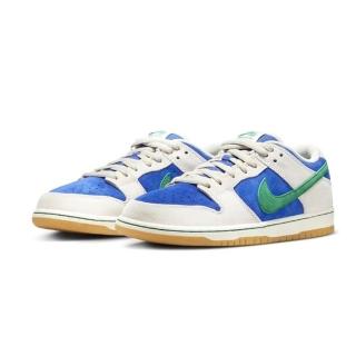 【nike 耐吉】sb dunk low pro 滑板鞋 男鞋 白 藍 綠 膠底 麂皮 休閒鞋(hf3704-001)