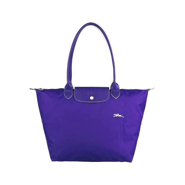 LONGCHAMP LONGCHAMP刺繡白馬LOGO尼龍拉鍊手提/肩背包(大/鈷藍)