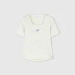 【GAP】女裝 Logo方領短袖T恤 短版上衣-米白色(890006)