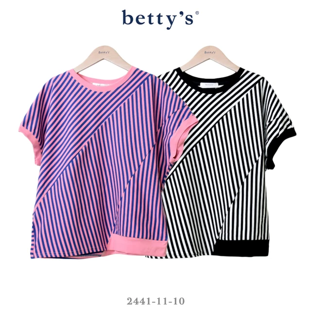 betty’s 貝蒂思 條紋拼接撞色蝙蝠袖T-shirt(共二色)