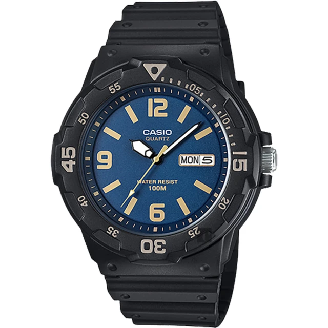 CASIO 卡西歐 學生錶 DIVER LOOK 潛水運動風手錶-藍x黑/47.9mm 考試手錶(MRW-200H-2B3)