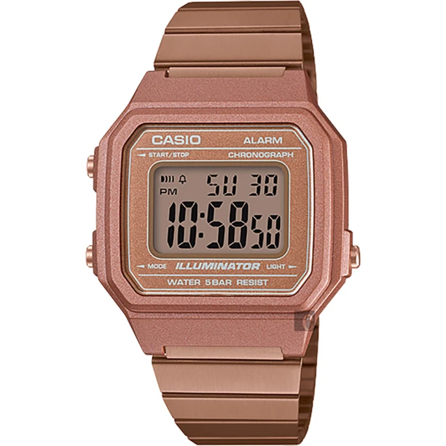 CASIO 卡西歐CASIO 卡西歐 學生錶 復古文青大數字電子錶-玫瑰金(B650WC-5ADF)