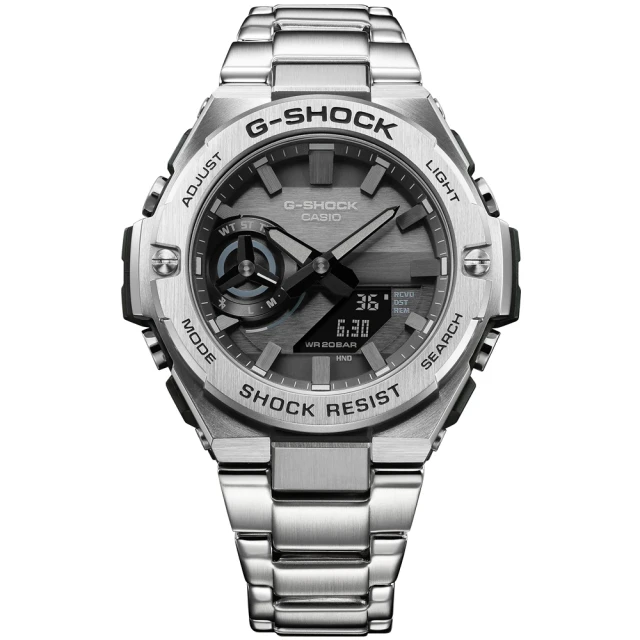 CASIO 卡西歐 G-SHOCK 太陽能 碳核心防護藍牙雙顯手錶(GST-B500D-1A1)