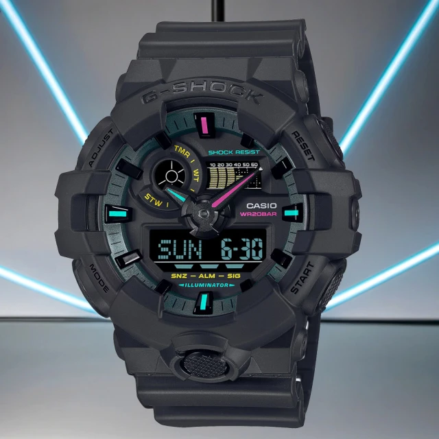 CASIO 卡西歐 G-SHOCK 虛擬世界 霓虹科幻雙顯手