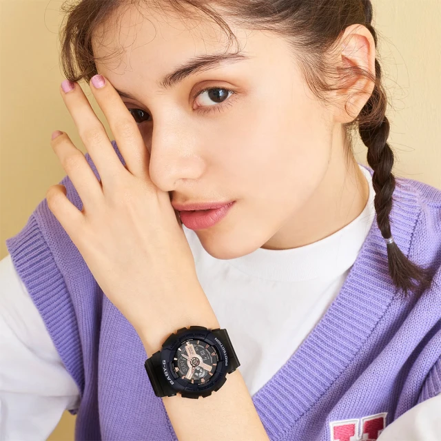 CASIO 卡西歐 Baby-G 街頭風 玫瑰金雙顯手錶(BA-110XRG-1A)