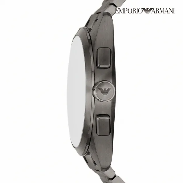 【EMPORIO ARMANI 官方直營】Claudio 時空旅人日曆計時手錶 灰色不鏽鋼鍊帶 43MM AR11481(雙11)