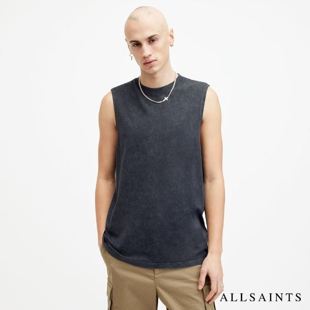 【ALLSAINTS】REMI 純棉寬鬆褪色紋理無袖背心-水洗黑 M017JA(舒適版型)