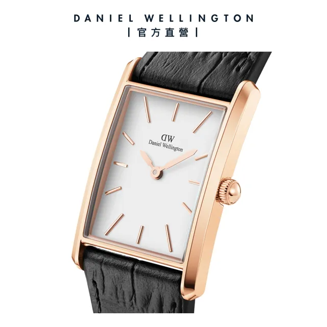 【Daniel Wellington】DW 手錶 Bound 35x24mm 摩登寂靜黑皮革方錶(三色任選)