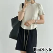 【UniStyle】顯瘦短袖T恤 韓版魚骨縫弧形下擺上衣 女 UPT1559(杏)