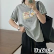 【UniStyle】韓版短袖T恤 美式復古奶油吐司印花上衣 UPT1580(花灰)