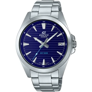 【CASIO 卡西歐】EDIFICE 簡約運動風大三針手錶-藍(EFV-140D-2A)