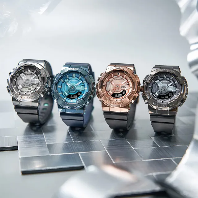 【CASIO 卡西歐】G-SHOCK 金屬色雙顯電子錶-科技藍 送禮 禮物 推薦(GM-S110LB-2A)