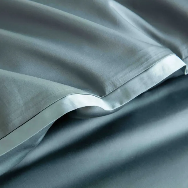 【WEDGWOOD】500織長纖棉Bi-Color薩佛素色 鬆緊床包-石墨綠(雙人)