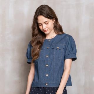 【perng yuh 芃諭名品】微甜率感 公主袖 仿牛仔 上衣(2024 SS Collection｜3A春夏系列)