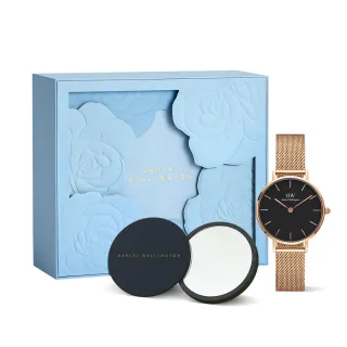 【Daniel Wellington】DW 手錶禮盒 Petite Melrose 28mm玫瑰金米蘭金屬錶+小圓鏡(DW00100217GB)