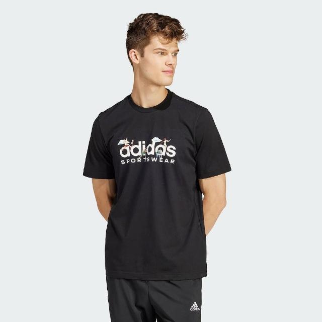 【adidas 愛迪達】上衣 男款 短袖上衣 運動 M LANDSCAPE SPW 亞規 黑 IS2863