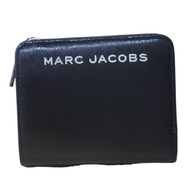 【MARC JACOBS 馬克賈伯】MARC JACOBS 銀色logo黑色零錢包短夾(贈原廠紙袋38 婦女節送禮)