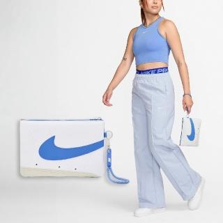 【NIKE 耐吉】錢包 Icon Blazer Wristlet 白 藍 皮革 手腕包 隨身包 小包 大勾勾(N100994915-6OS)