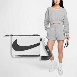 【NIKE 耐吉】錢包 Icon Cortez Wristlet 白 黑 皮革 手腕包 零錢包 大勾勾(N100973912-7OS)