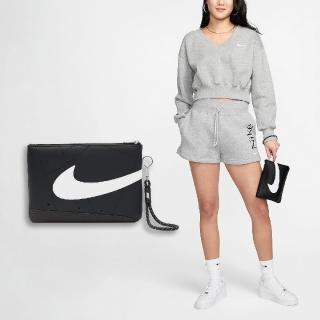 【NIKE 耐吉】錢包 Icon Blazer Wristlet 黑 白 皮革 手腕包 隨身包 小包 大勾勾(N100994909-1OS)