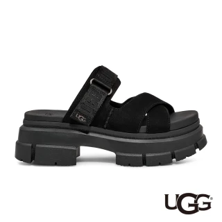 【UGG】女鞋/拖鞋/真皮/厚底拖鞋/Ashton Slide(黑色-UG1136765BLK)