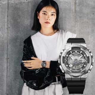 【CASIO 卡西歐】G-SHOCK 金屬色雙顯電子錶-百搭銀 開學(GM-S110-1A)