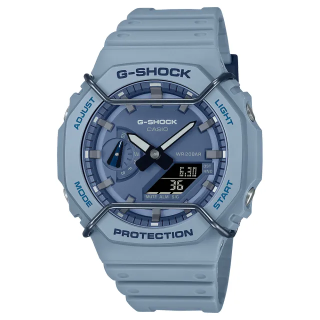 【CASIO 卡西歐】G-SHOCK 啞光金屬雙顯手錶 開學(GA-2100PT-2A)