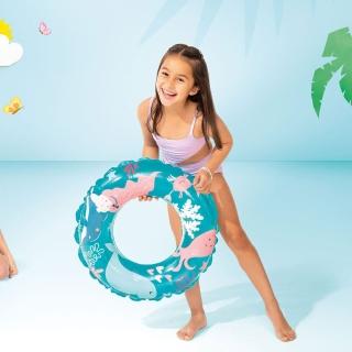 【寶盒百貨】3-10歲 INTEX兒童充氣泳圈 卡通透明游泳圈(泳池戲水浮圈 兒童學游泳 海邊 浮淺2入)