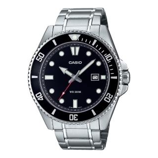【CASIO 卡西歐】指標錶 運動潛水錶 不銹鋼錶帶 防水200米 日期顯示 旋入式背蓋 MDV-107D(MDV-107D-1A1)