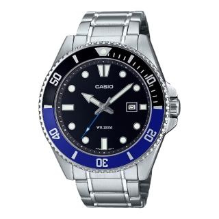 【CASIO 卡西歐】指標錶 運動潛水錶 不銹鋼錶帶 防水200米 日期顯示 旋入式背蓋 MDV-107D(MDV-107D-1A2)