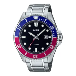 【CASIO 卡西歐】指針錶 運動潛水錶 不銹鋼錶帶 防水200米 日期顯示 旋入式背蓋 MDV-107D(MDV-107D-1A3)