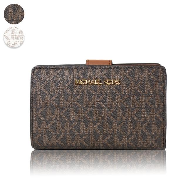 【Michael Kors】緹花小LOGO防刮皮革釦式中夾(新款任選)