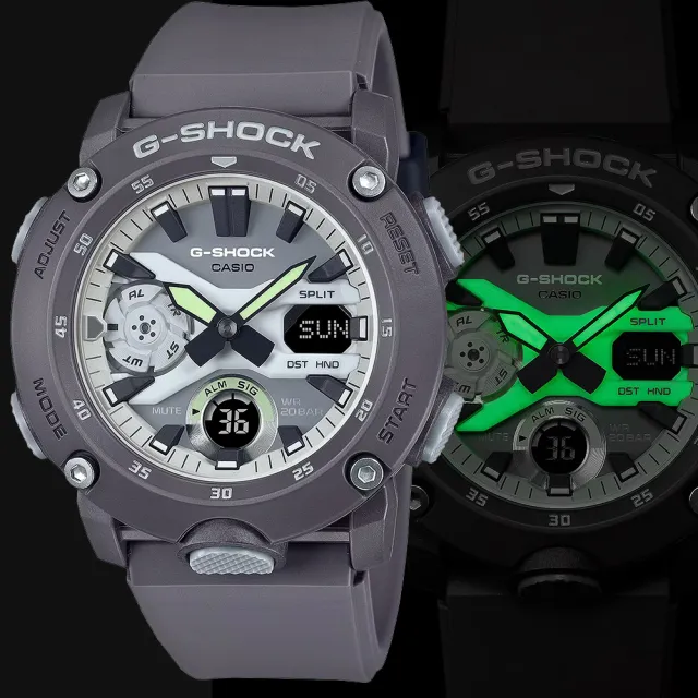 【CASIO 卡西歐】G-SHOCK 綠光系列運動手錶 開學(GA-2000HD-8A)