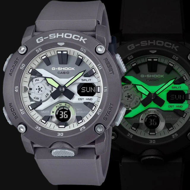 【CASIO 卡西歐】G-SHOCK 綠光系列運動手錶(GA-2000HD-8A)