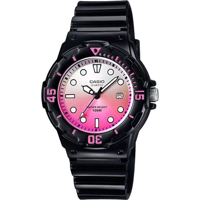 【CASIO 卡西歐】學生錶  清涼海洋風女錶-漸層粉x黑 考試手錶 送禮 禮物 推薦(LRW-200H-4EVDR)