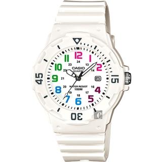 【CASIO 卡西歐】學生錶 迷你運動風指標手錶-彩色x白 考試手錶 送禮 禮物 推薦(LRW-200H-7BVDF)