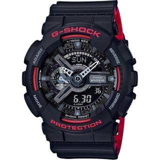 【CASIO 卡西歐】G-SHOCK 人氣經典紅黑雙顯手錶 開學(GA-110HR-1A)