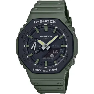 【CASIO 卡西歐】G-SHOCK 街頭軍事系列八角電子錶-軍綠 聖誕節 送禮 交換禮物(GA-2110SU-3A)
