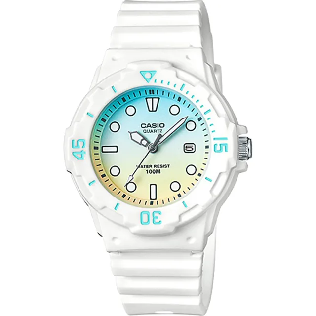 【CASIO 卡西歐】學生錶  迷你運動風指針手錶-彩色x白 考試手錶 送禮 禮物 推薦(LRW-200H-2E2VDR)