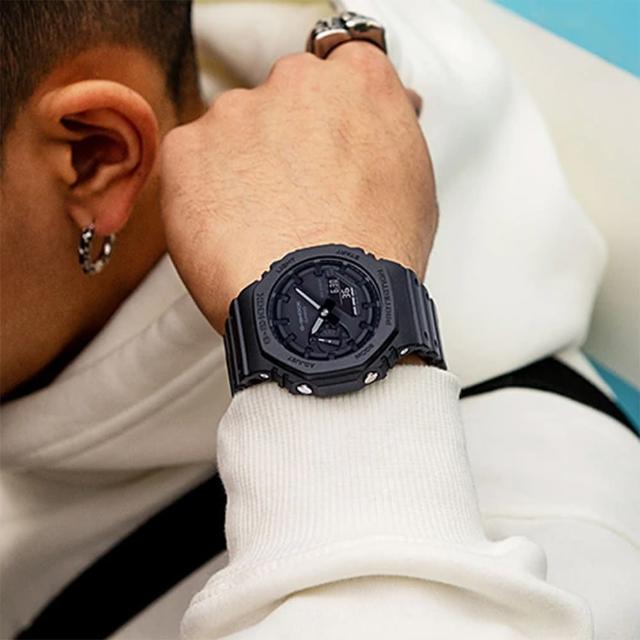 【CASIO 卡西歐】G-SHOCK 街頭軍事系列八角電子錶-黑 送禮 禮物 推薦(GA-2100-1A1)