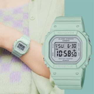 【CASIO 卡西歐】BABY-G 春季色彩方形女錶電子錶-鼠尾草綠 開學(BGD-565SC-3)