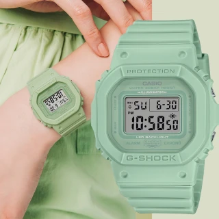 【CASIO 卡西歐】G-SHOCK 青蘋果綠方形女錶(GMD-S5600BA-3)